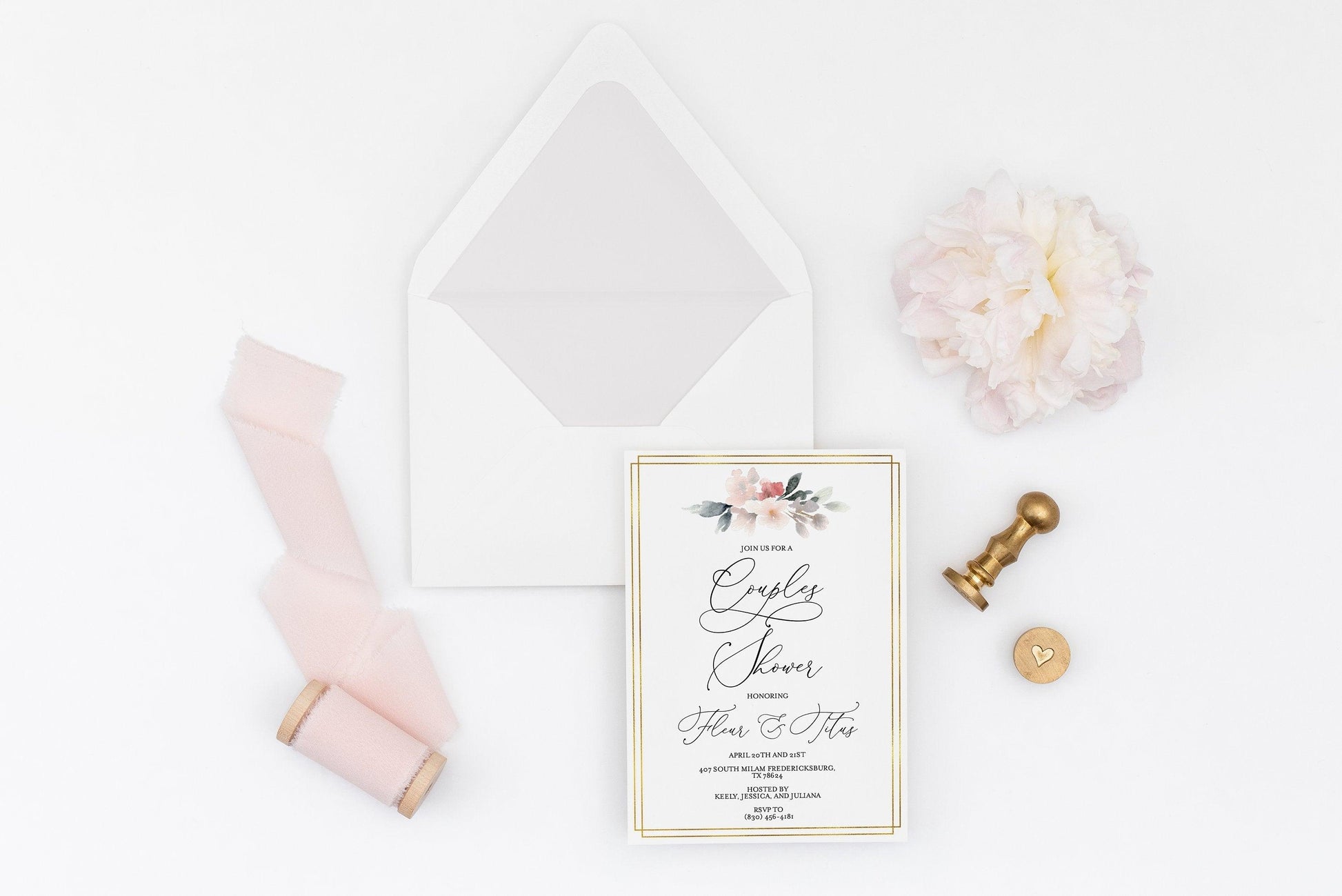 Couples Shower Invite Template Templett Shower Printable Invitation Instant Download Bridal Shower- Fleur - SAVVY PAPER CO