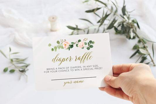 Diaper Raffle Ticket Printable,Diaper Raffle Insert, Diaper Raffle Game, Gender Neutral Baby Shower Raffle Cards - Elisa - SAVVY PAPER CO