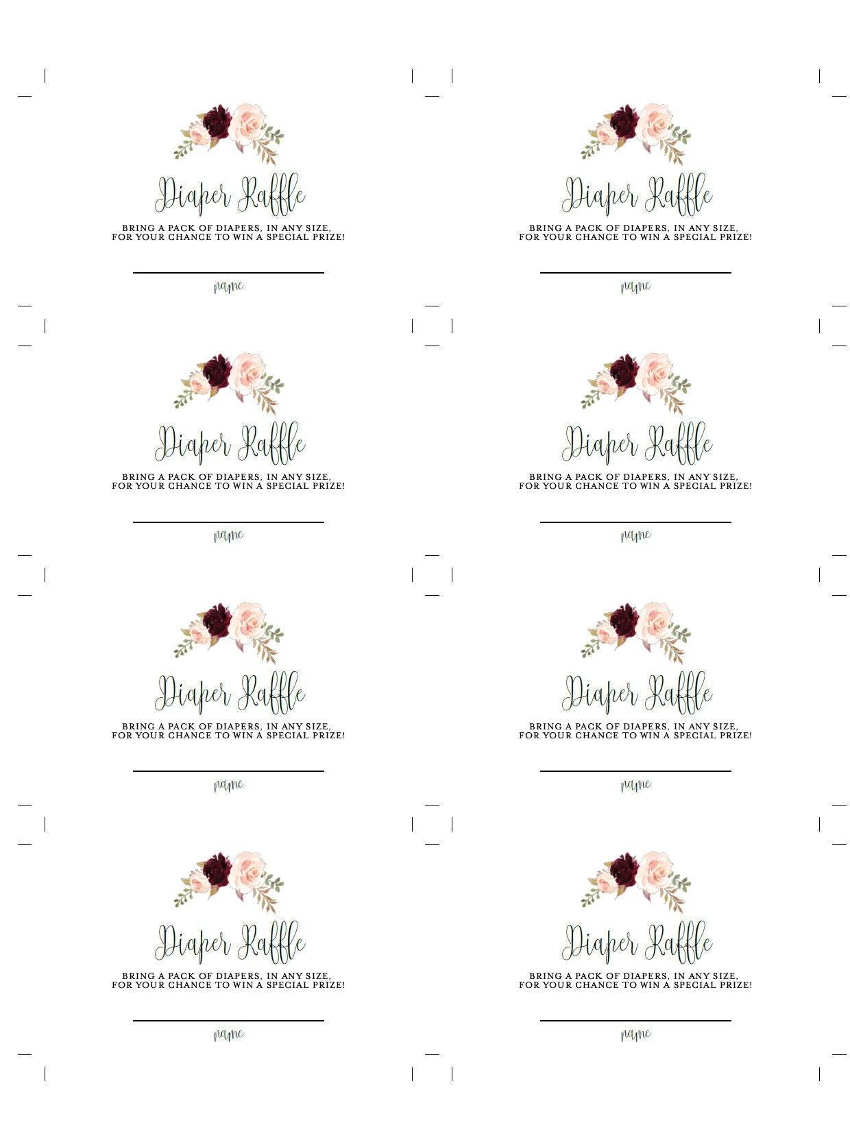 Diaper Raffle Ticket Printable,Diaper Raffle Insert, Diaper Raffle Game, Gender Neutral Baby Shower Raffle Cards #MPU78 - SAVVY PAPER CO