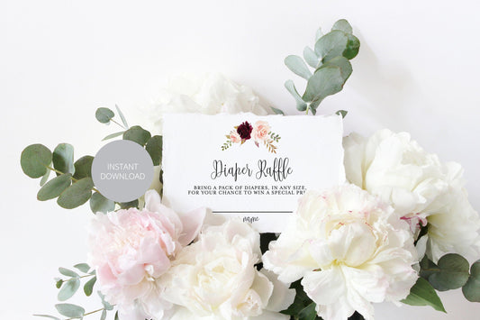 Diaper Raffle Ticket Printable,Diaper Raffle Insert, Diaper Raffle Game, Gender Neutral Baby Shower Raffle Cards #MPU78 - SAVVY PAPER CO