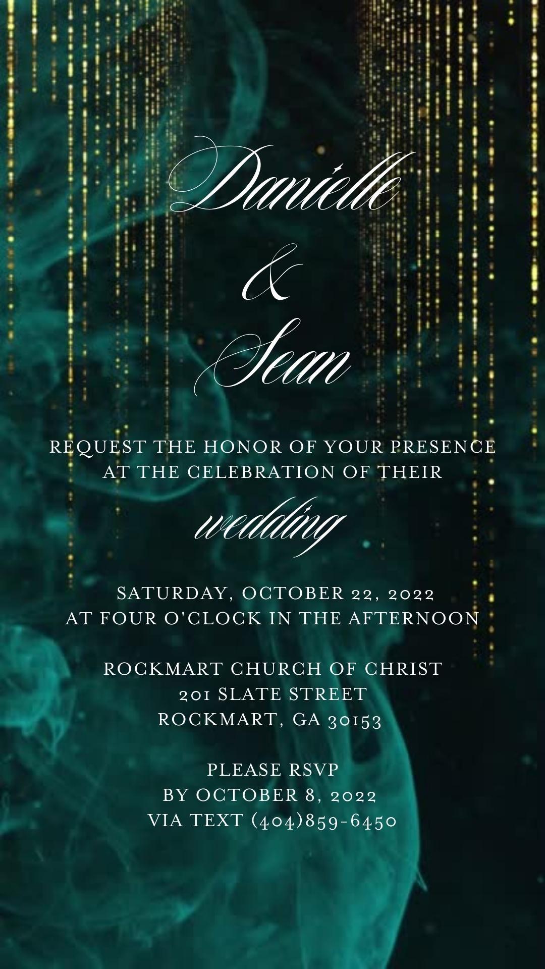 Edit in Canva Wedding Invitation Video, Teal Animated Invitation, Digital Invitation, Gold Wedding Video Invite - SAVVY PAPER CO