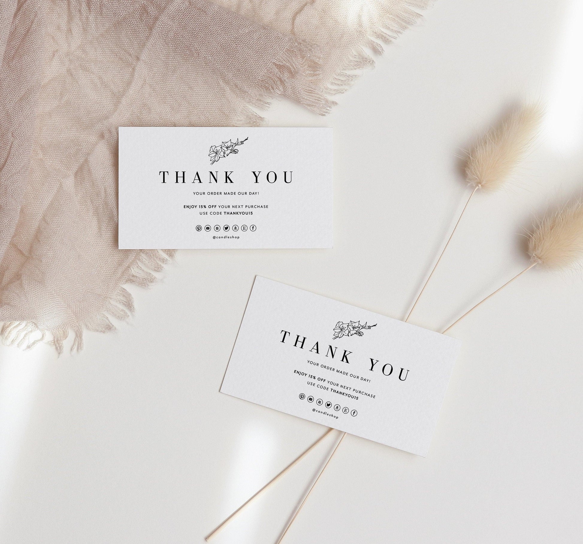 Editable Business Thank You Template, Thank You For Your Order Card Template, Printable Thanks Insert Design - SAVVY PAPER CO