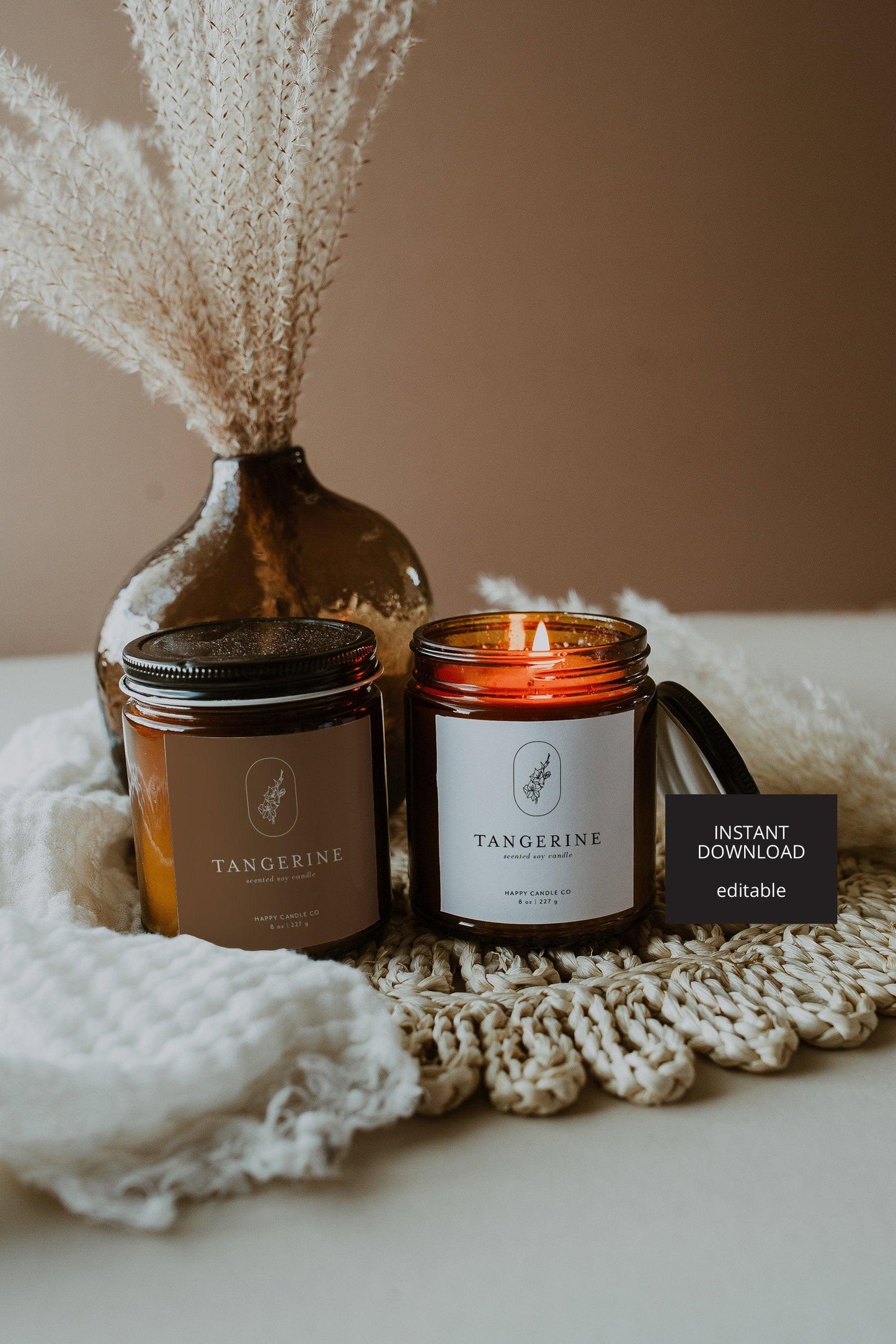 Editable Candle Labels, Candle Label Template, Printable Stickers for Candle Making, Instant Download - SAVVY PAPER CO