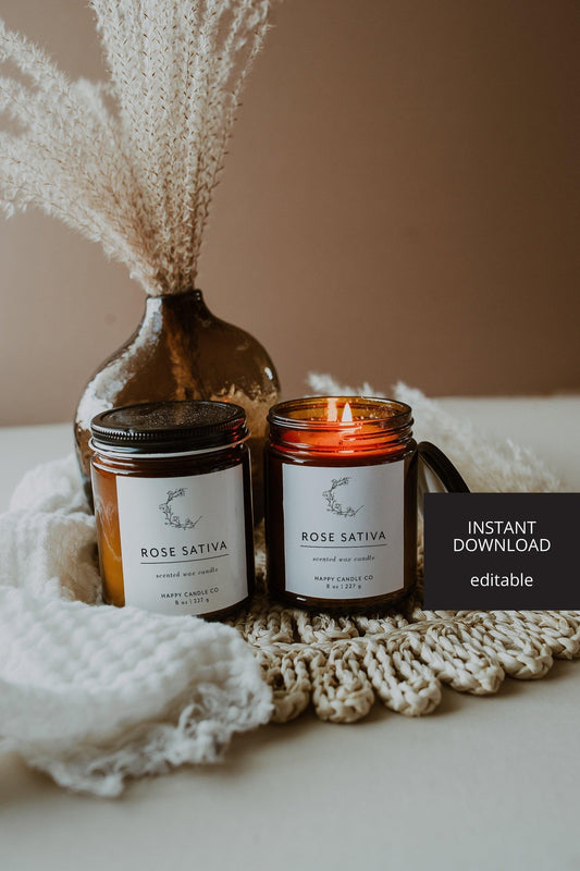 Editable Candle Labels, Candle Label Template, Printable Stickers for Candle Making, Instant Download, Wax Candle, Soy Candle - SAVVY PAPER CO