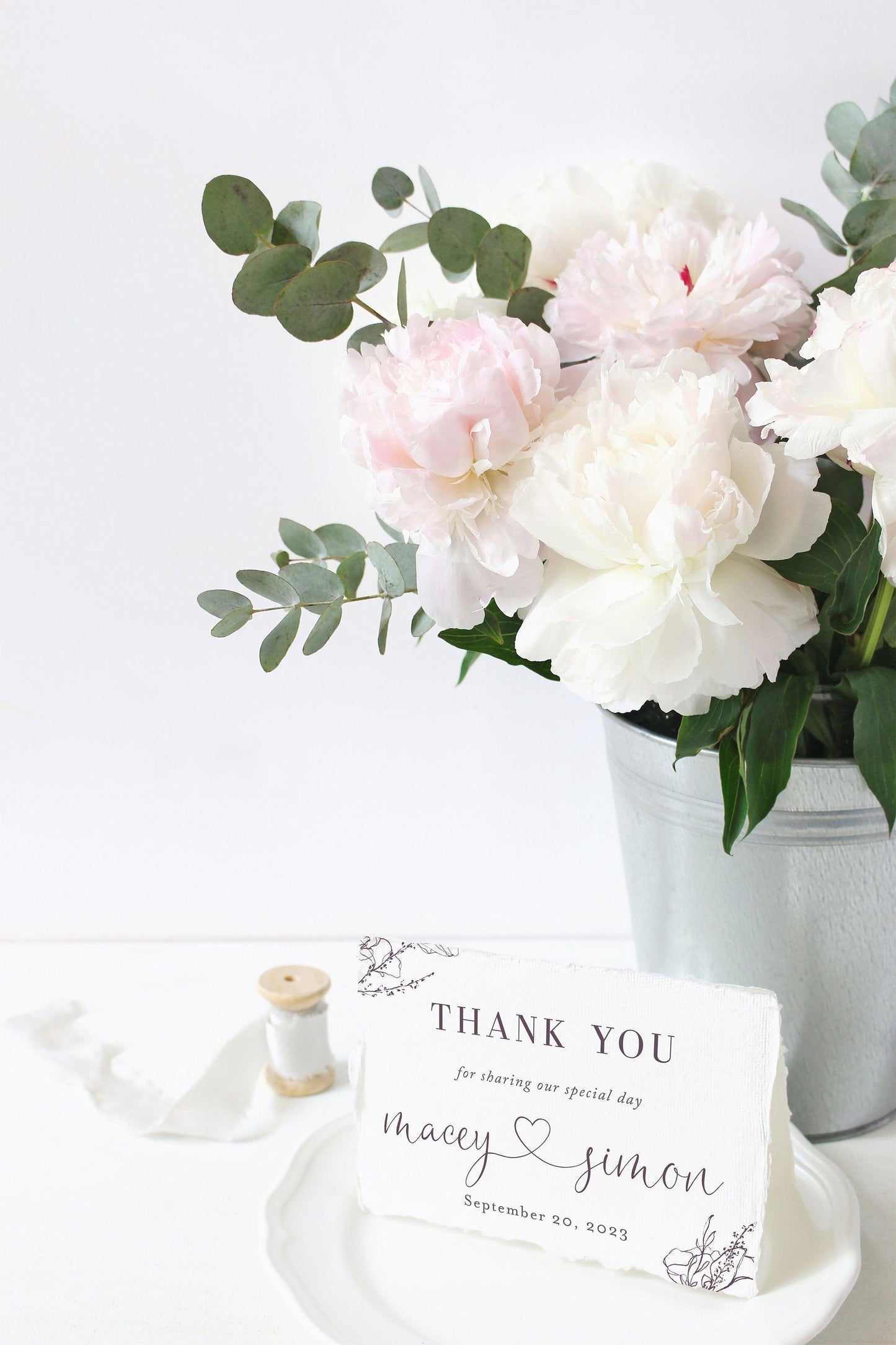 Elegant Wedding Thank You Card, Instant Download, Thank you Cards, Printable Thank You, Wedding Cards, Calligraphy, Heart - Macey - SAVVY PAPER CO