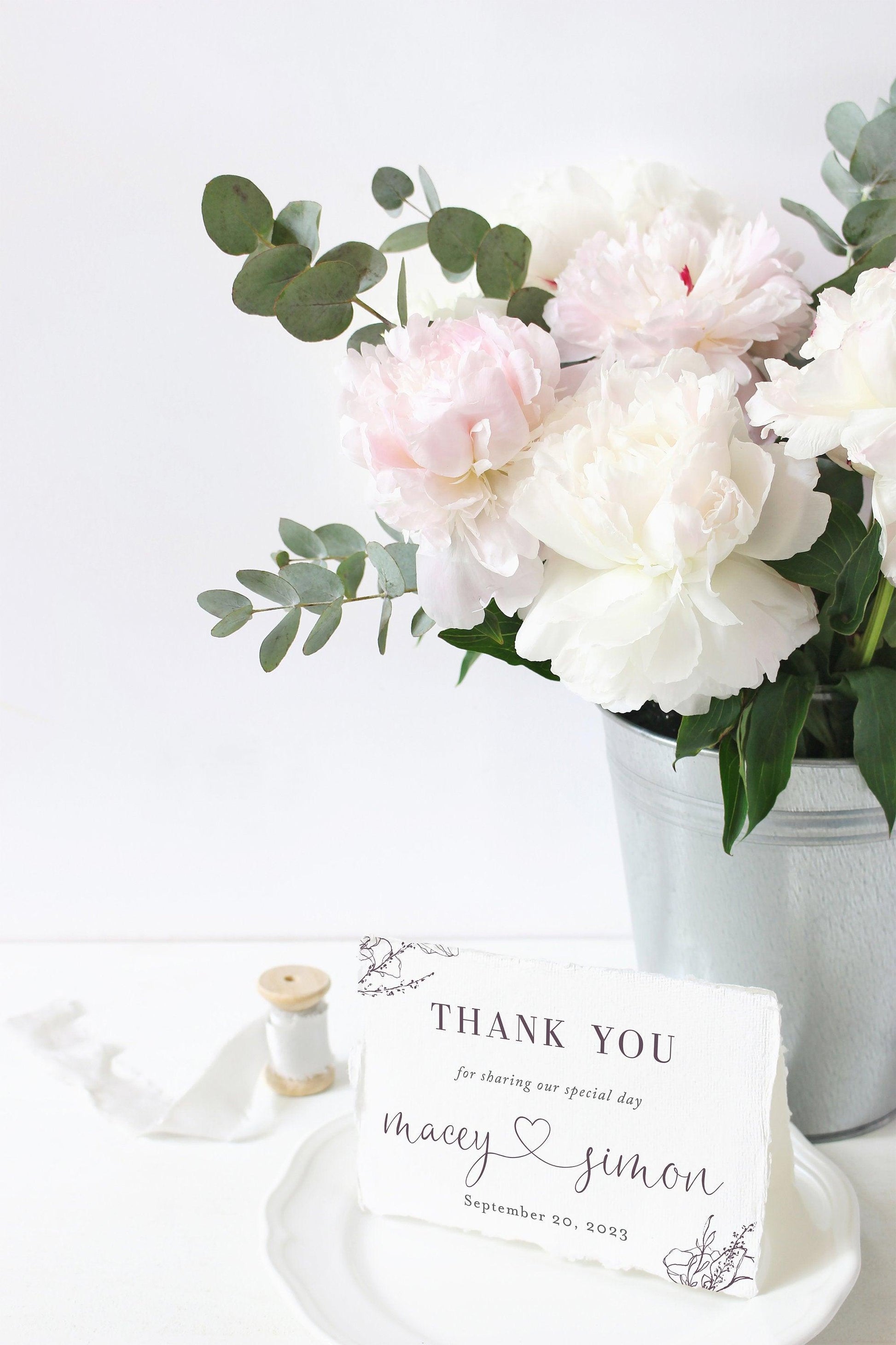 Elegant Wedding Thank You Card, Instant Download, Thank you Cards, Printable Thank You, Wedding Cards, Calligraphy, Heart - Macey - SAVVY PAPER CO