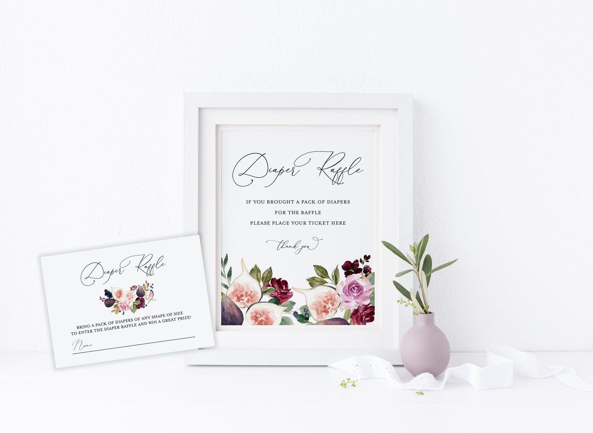 Elephant Baby Shower Diaper Raffle Sign & Ticket INSTANT DOWNLOAD Editable Printable Template #WB3 - SAVVY PAPER CO