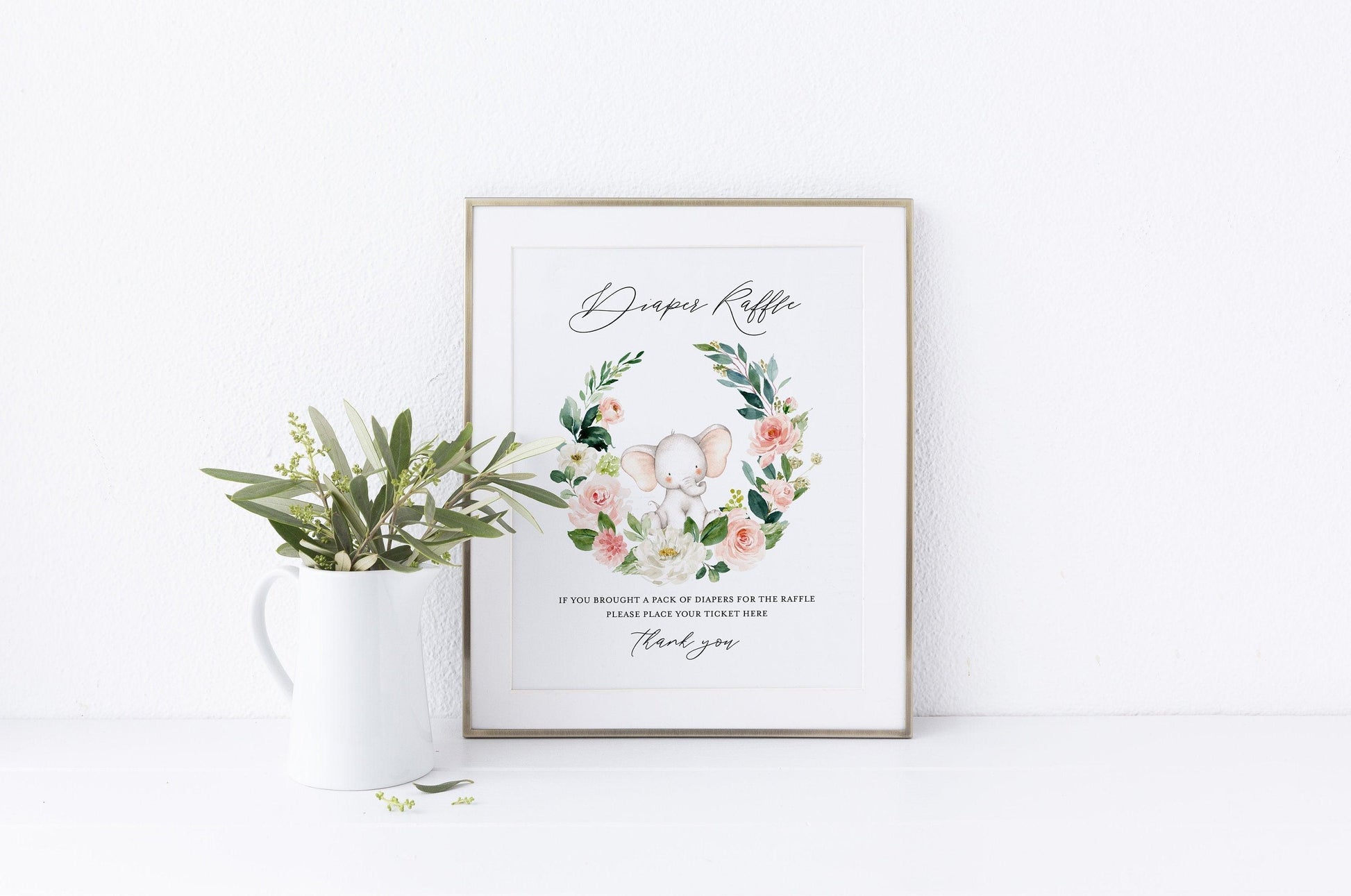 Elephant Baby Shower Diaper Raffle Sign & Ticket Template, INSTANT DOWNLOAD, Editable Template #WB5 - SAVVY PAPER CO
