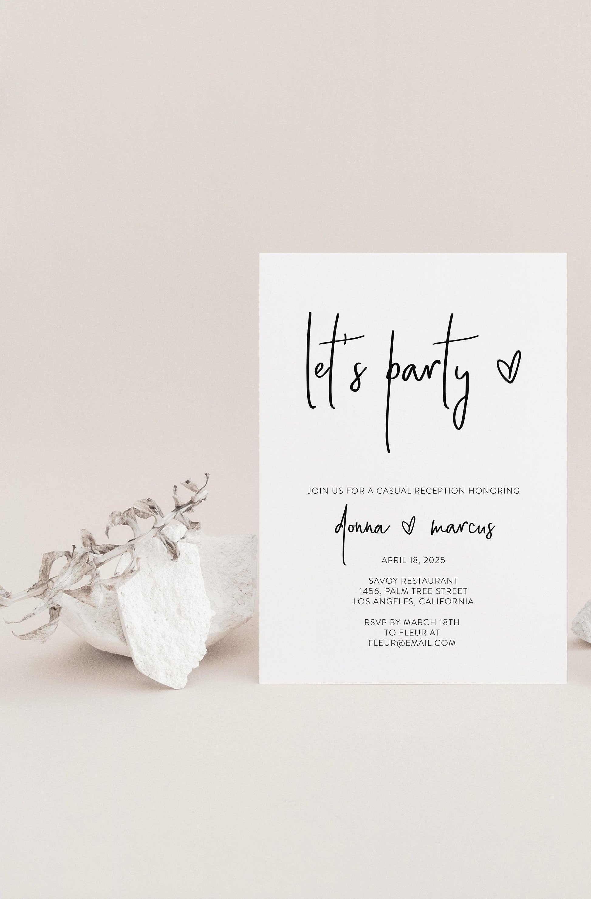 Elopement Wedding Invitation Template, Editable Printable Wedding Announcement We Tied the Knot Invite 100% editable - DONNA - SAVVY PAPER CO