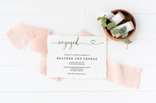 Engagement Party Invite, Printable Invitation, Engagement Invites, Invitation Template, Instant Download - Heather - SAVVY PAPER CO