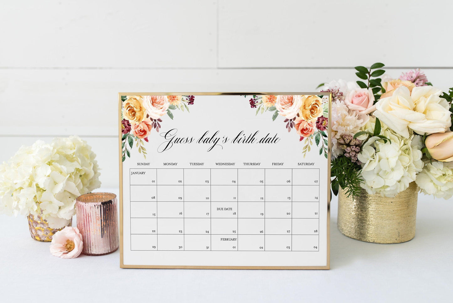 Fall Baby Due Date Calendar Game, Baby Shower Game, Guess Baby's Birthday, Editable, Baby Prediction, Due Date Game #KR1 - SAVVY PAPER CO