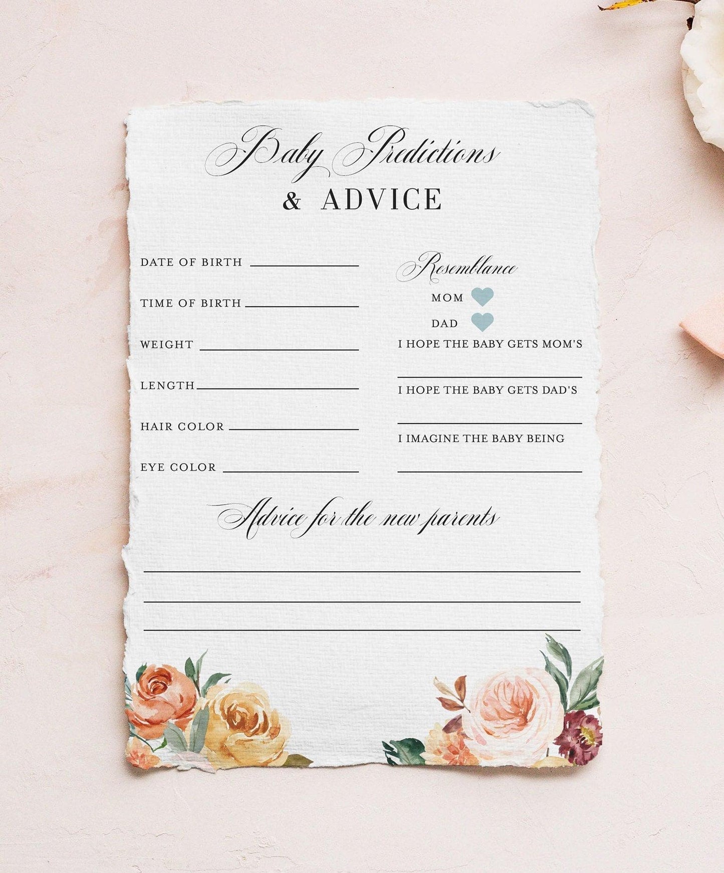 Fall Baby Predictions and Advice, Baby Shower Printable Game #KR1 - SAVVY PAPER CO