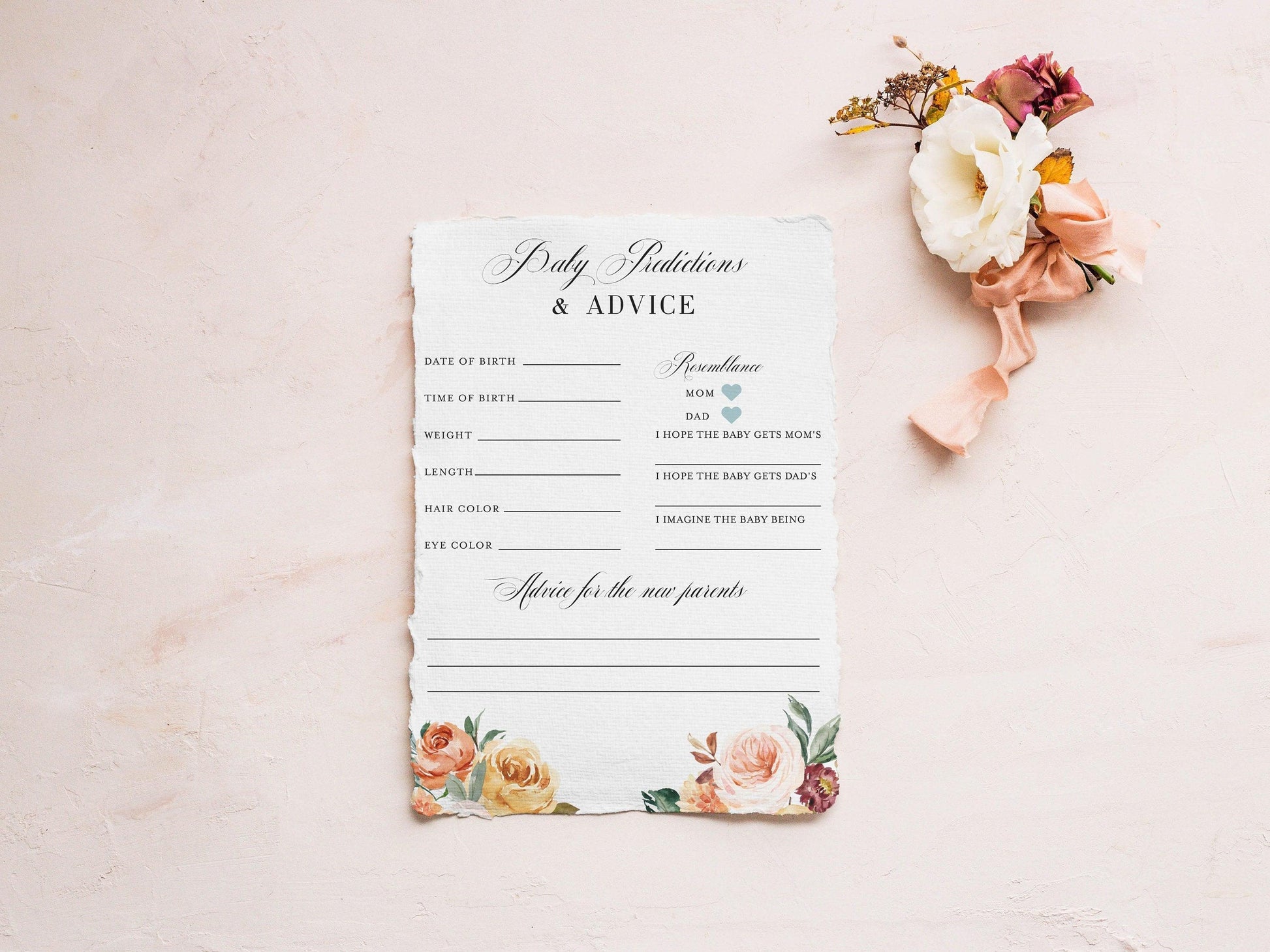 Fall Baby Predictions and Advice, Baby Shower Printable Game #KR1 - SAVVY PAPER CO