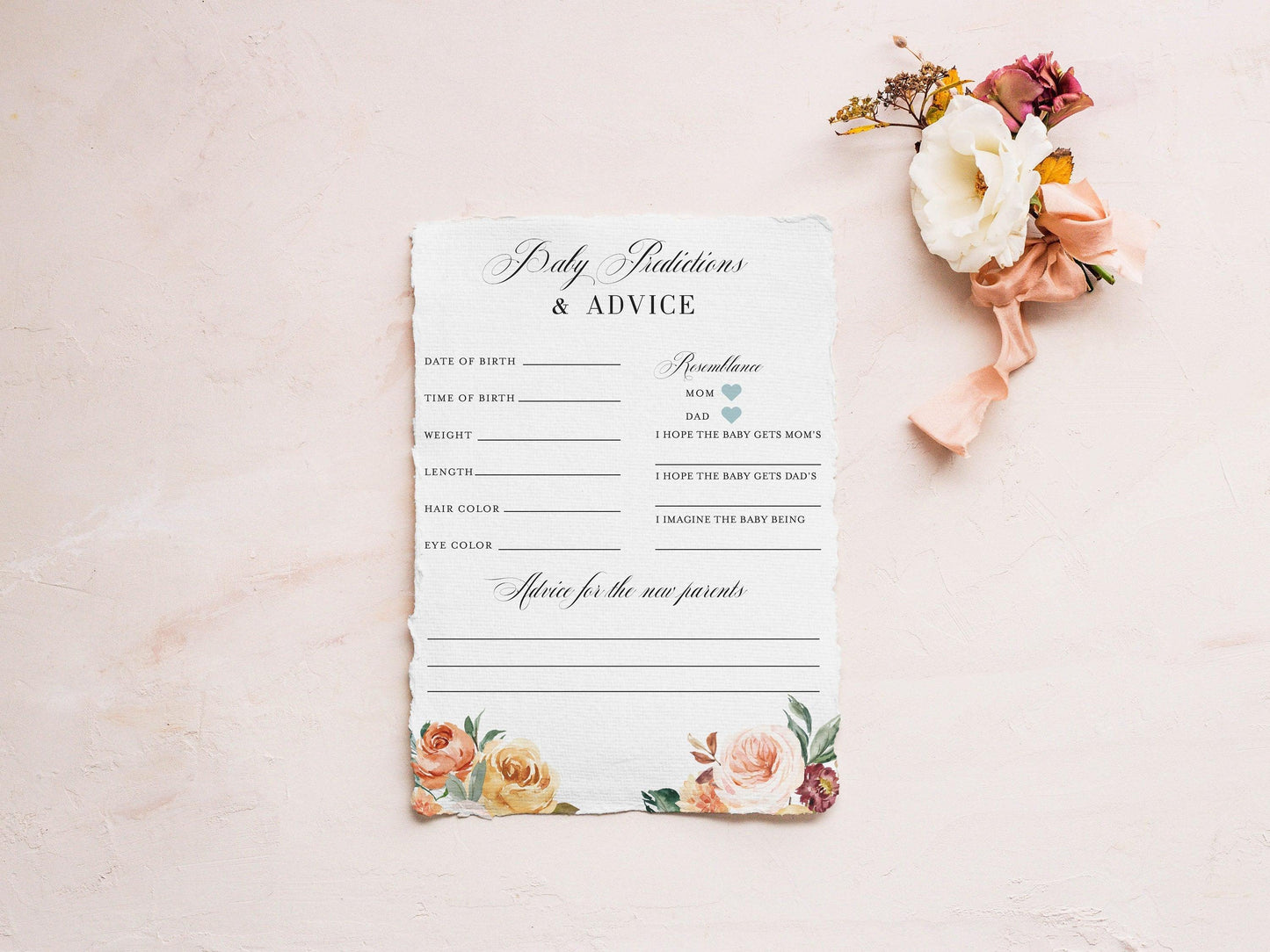 Fall Baby Predictions and Advice, Baby Shower Printable Game #KR1 - SAVVY PAPER CO