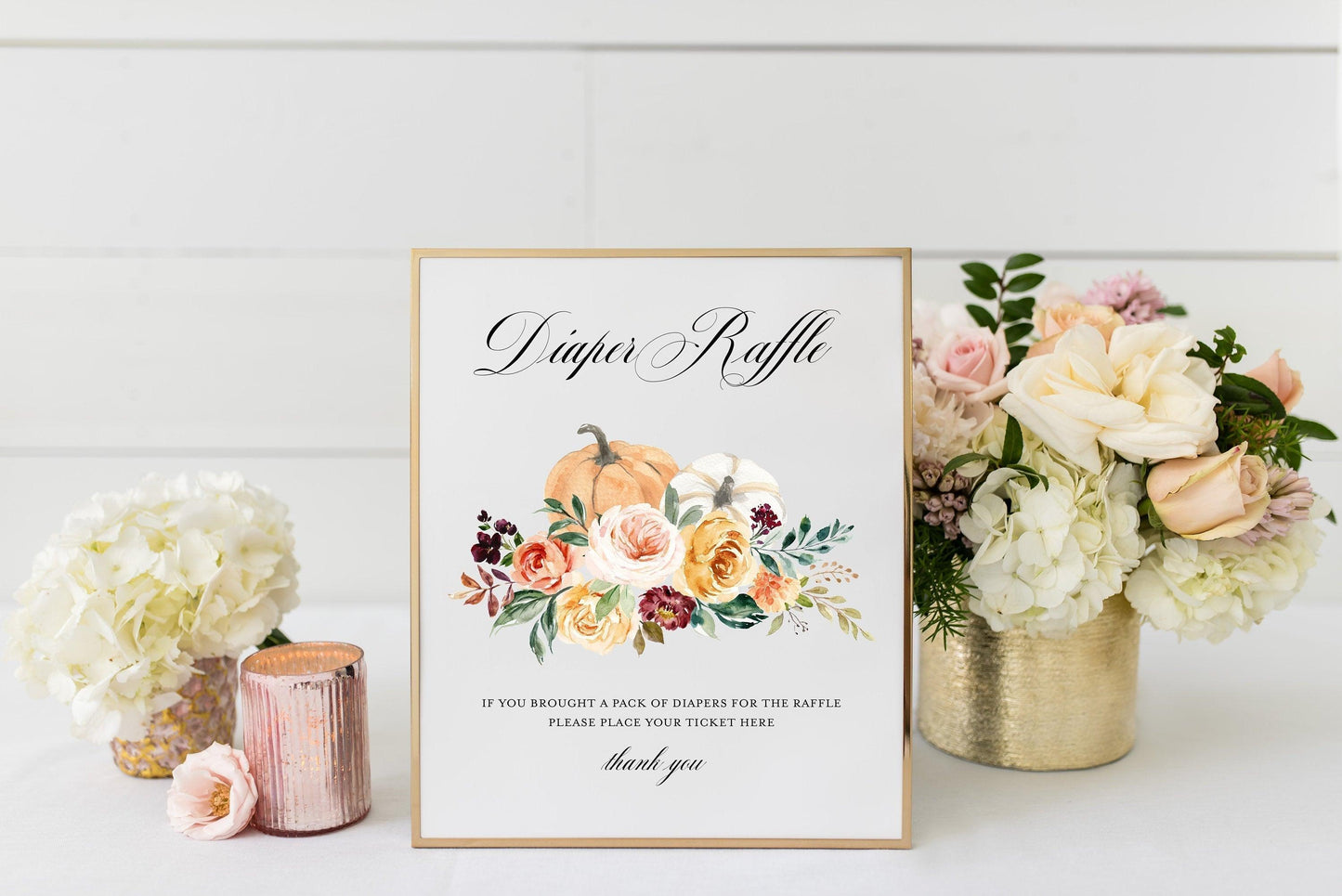 Fall Baby Shower Diaper Raffle Sign INSTANT DOWNLOAD Editable Printable Template Pumpkin 8x10 #KR1 - SAVVY PAPER CO