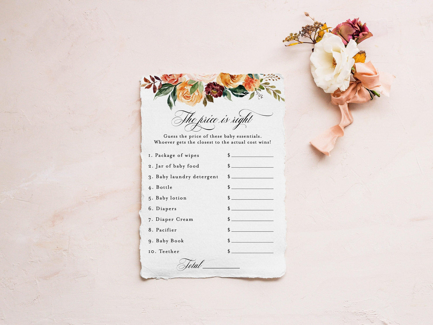 Fall Baby Shower Game The price is right Baby Shower Game Printable Game #KR1 - SAVVY PAPER CO