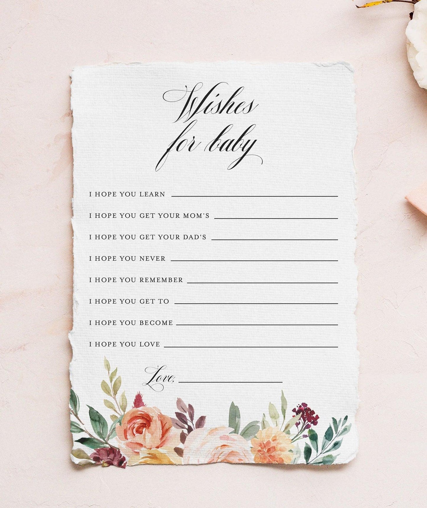 Fall Baby Shower Game Wishes for baby Baby Shower Game Printable Game #KR1 - SAVVY PAPER CO