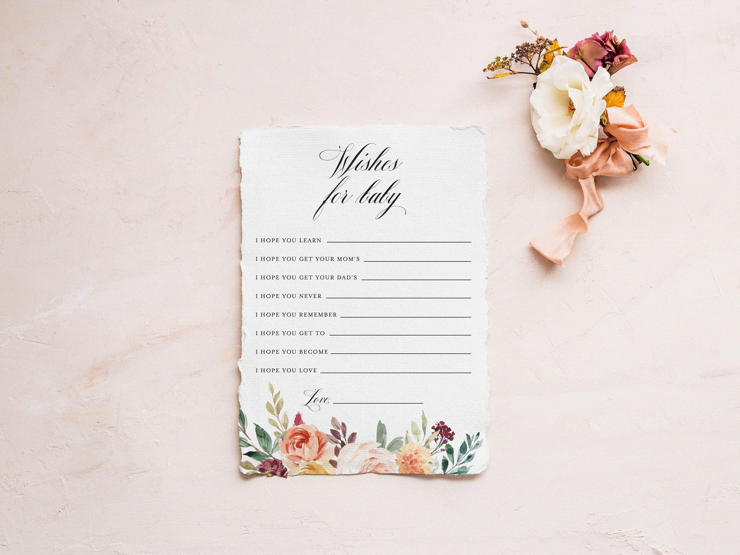 Fall Baby Shower Game Wishes for baby Baby Shower Game Printable Game #KR1 - SAVVY PAPER CO