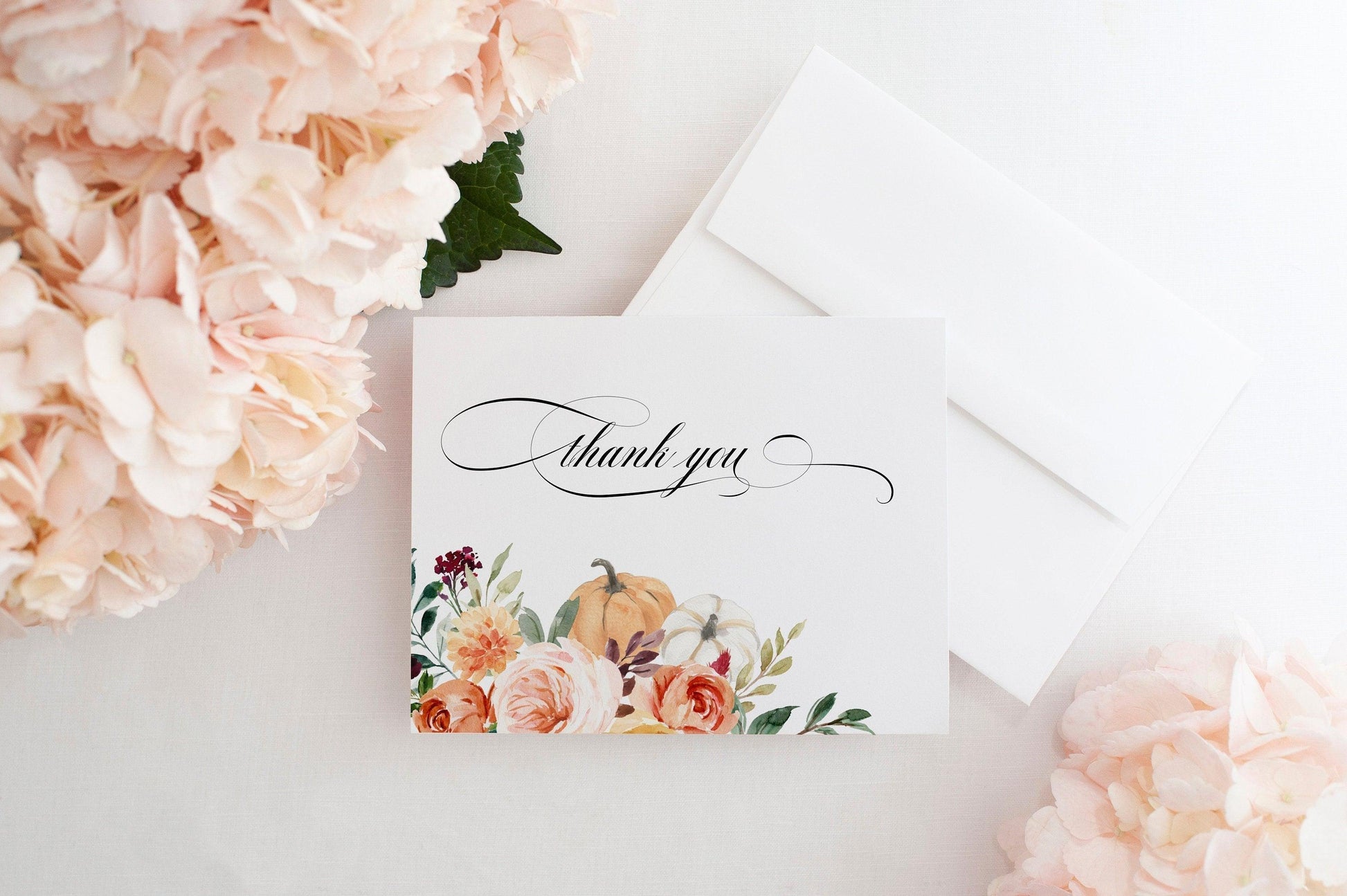 Fall Baby Shower Thank you card INSTANT DOWNLOAD Editable Printable Template Pumpkin Floral Watercolor Card #KR1 - SAVVY PAPER CO