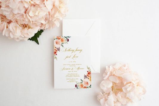 Fall Elopement Wedding Invitation Template Editable Printable Wedding Announcement Nothing fancy just love 100% editable - Karen - SAVVY PAPER CO