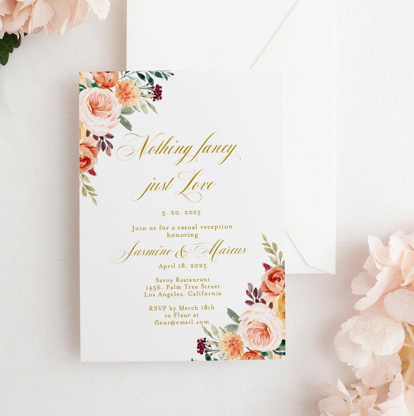 Fall Elopement Wedding Invitation Template Editable Printable Wedding Announcement Nothing fancy just love 100% editable - Karen - SAVVY PAPER CO