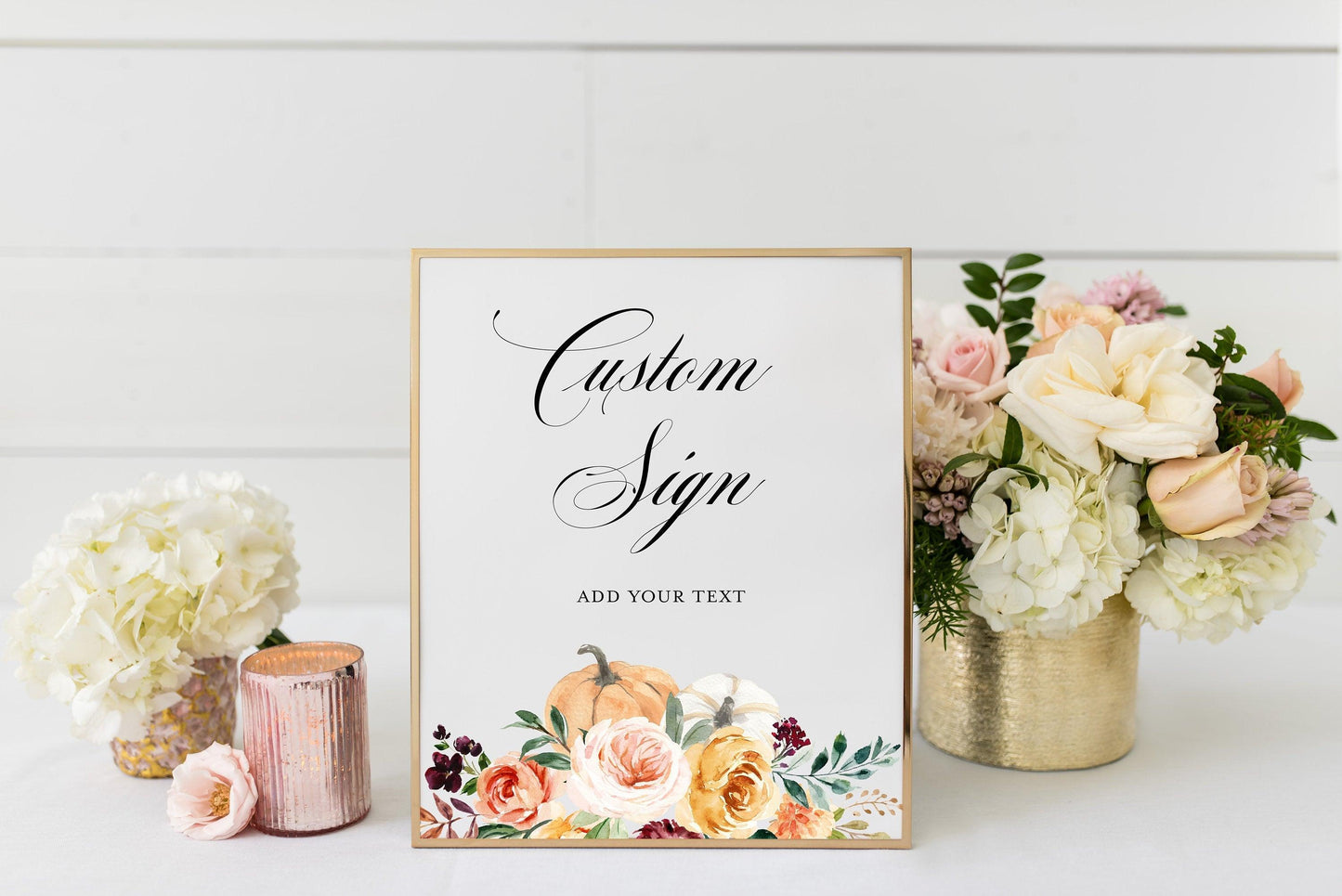 Fall Floral Custom Sign Printable Template Pumpkin Floral Baby Shower Welcome Sign Baby Shower Decoration #KR1 - SAVVY PAPER CO