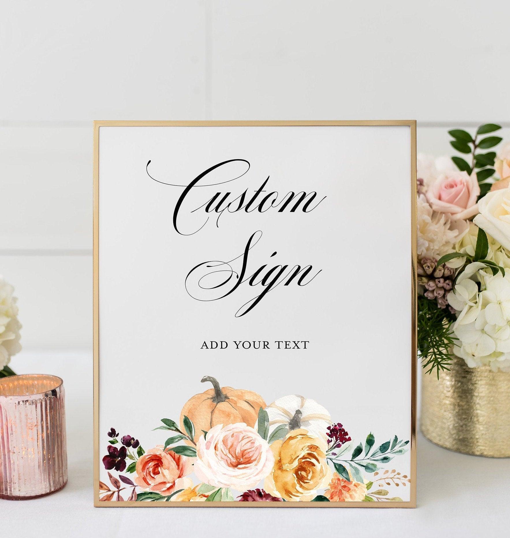 Fall Floral Custom Sign Printable Template Pumpkin Floral Baby Shower Welcome Sign Baby Shower Decoration #KR1 - SAVVY PAPER CO