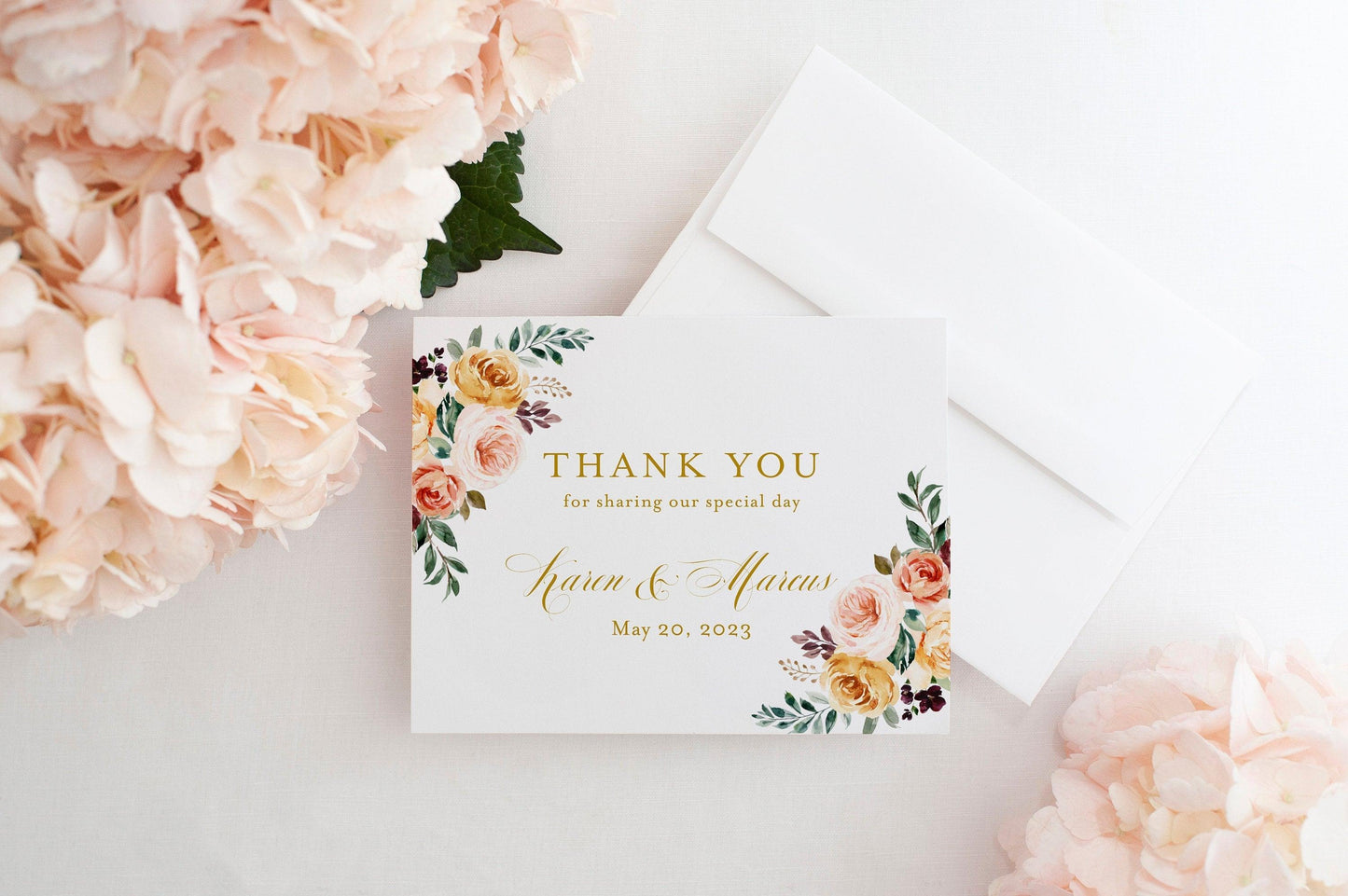 Fall Wedding Thank You Card Instant Download Thank you Cards Printable Thank You Wedding Cards Floral Watercolor - Karen - SAVVY PAPER CO
