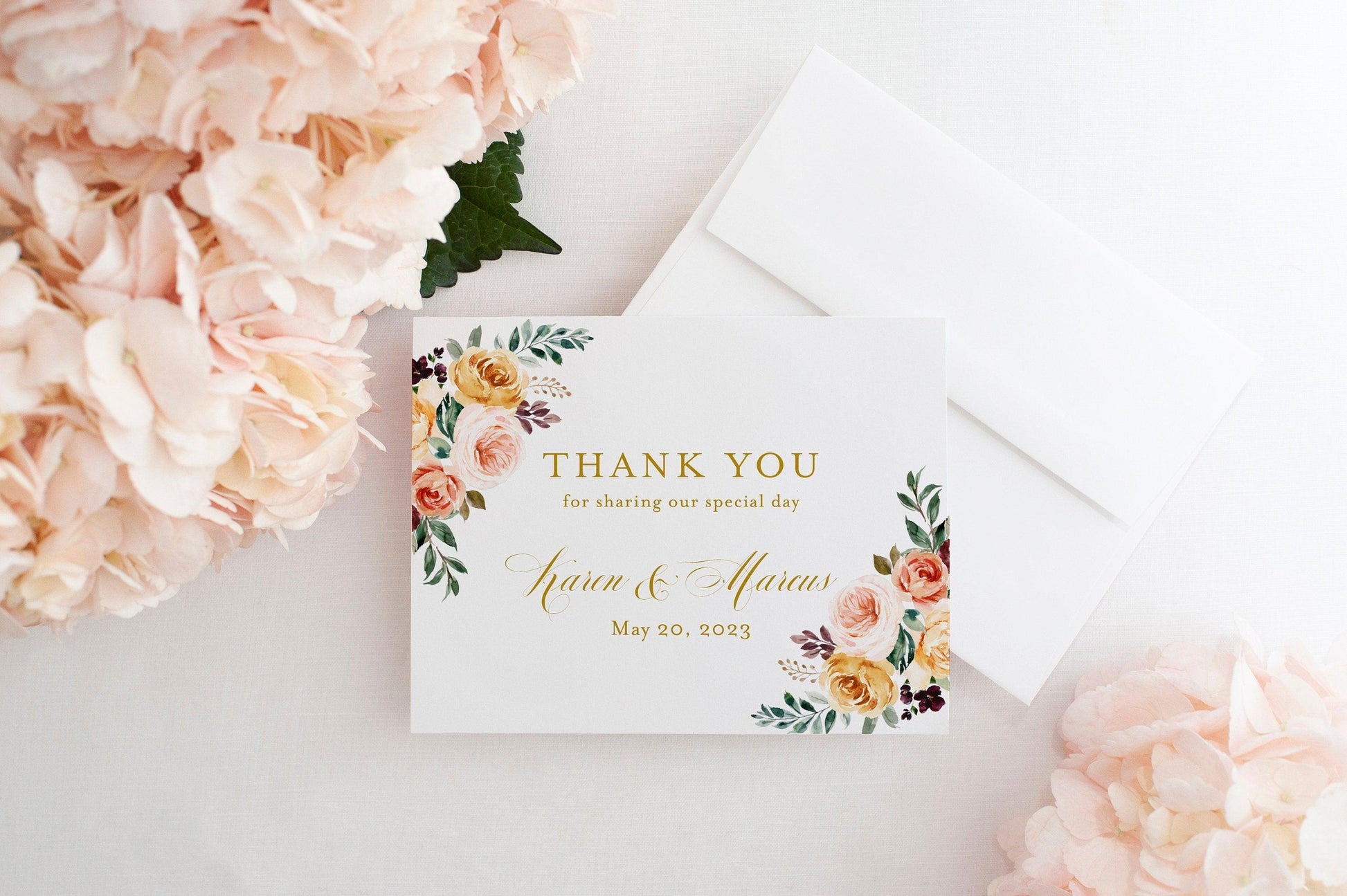 Fall Wedding Thank You Card Instant Download Thank you Cards Printable Thank You Wedding Cards Floral Watercolor - Karen - SAVVY PAPER CO