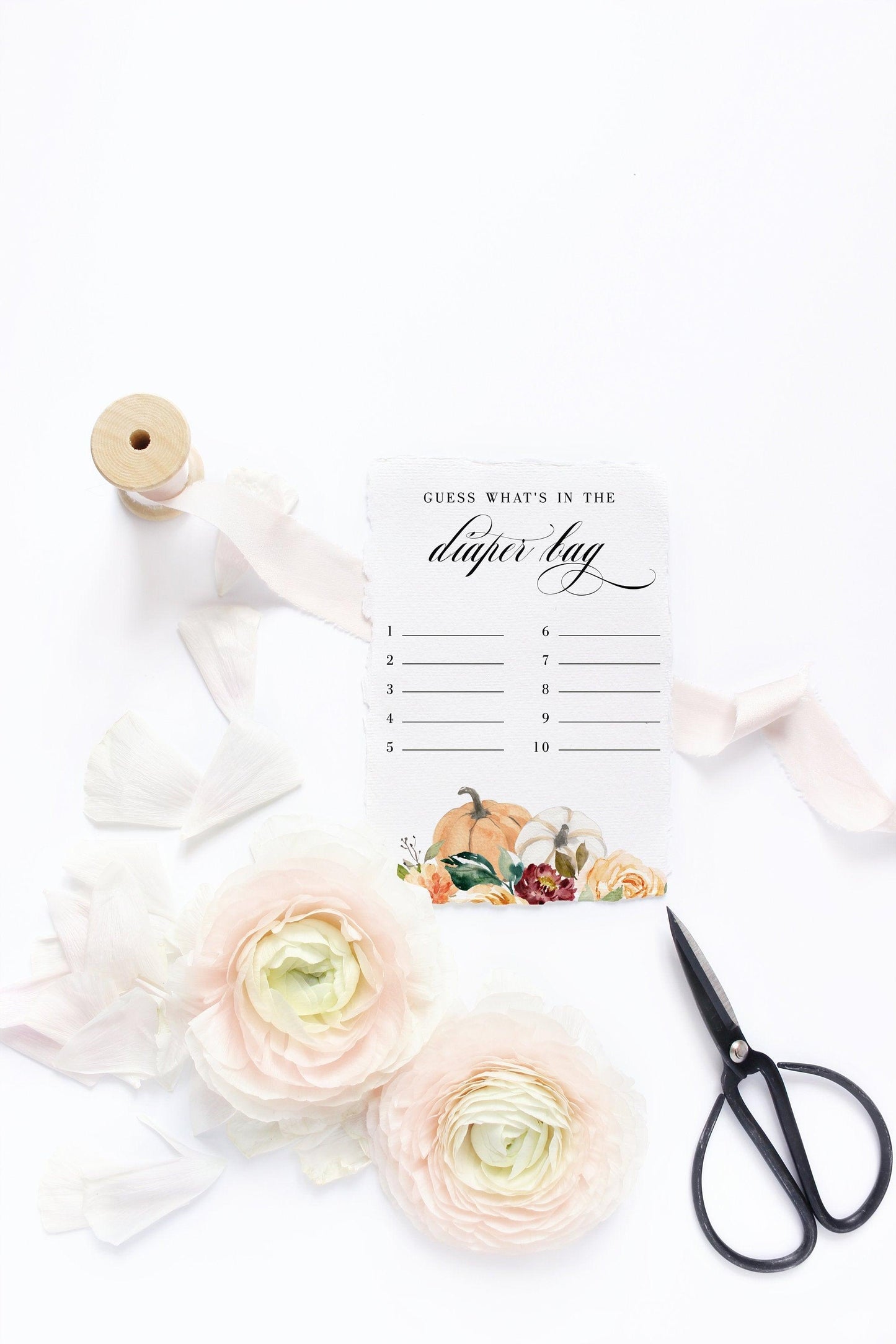 Fall What's in the Diaper Bag, Baby Shower Game, Girl Baby Shower, Printable Game Floral Watercolor #KR1 - SAVVY PAPER CO