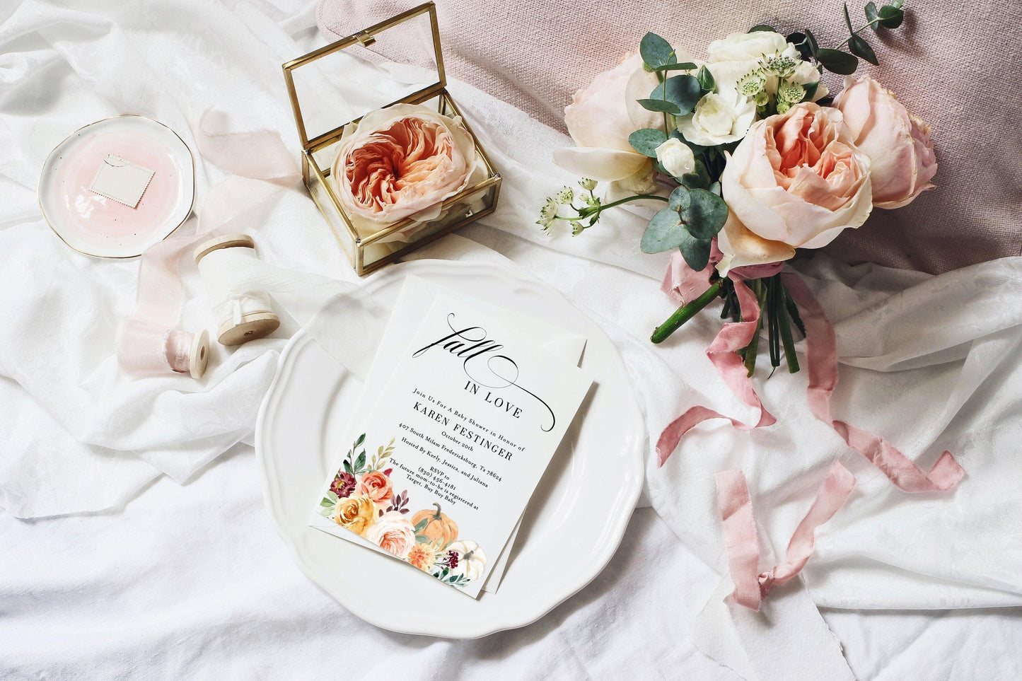 Fall in Love Baby Shower Invite Templett Invitation Baby Shower Invite Fall Floral Baby Shower Brunch Invitation Template #KR1 - SAVVY PAPER CO