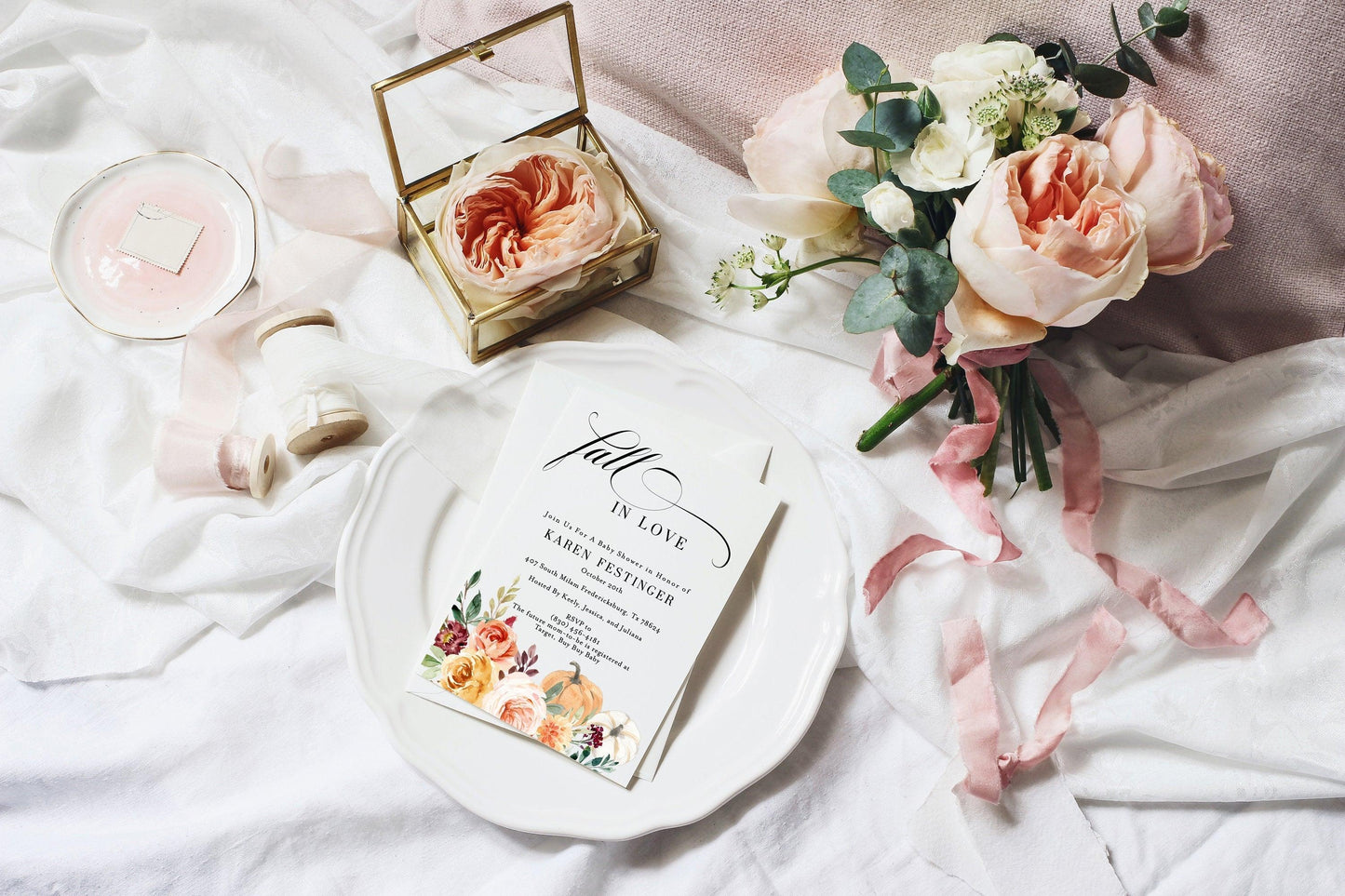 Fall in Love Baby Shower Invite Templett Invitation Baby Shower Invite Fall Floral Baby Shower Brunch Invitation Template #KR1 - SAVVY PAPER CO