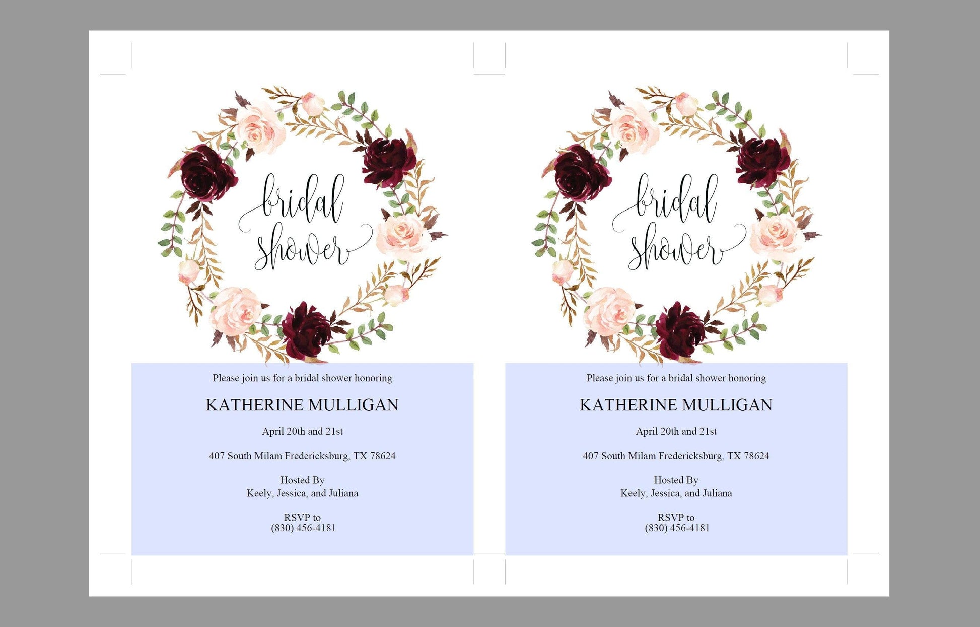 Floral Blush Bridal Shower Invitation Instant Download Printable Editable Template DIY Bridal Shower Invite - Katherine - SAVVY PAPER CO