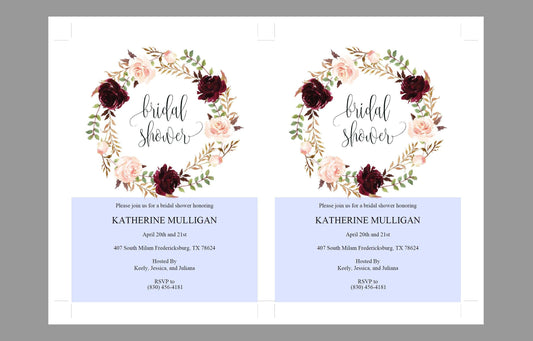 Floral Blush Bridal Shower Invitation Instant Download Printable Editable Template DIY Bridal Shower Invite - Katherine - SAVVY PAPER CO