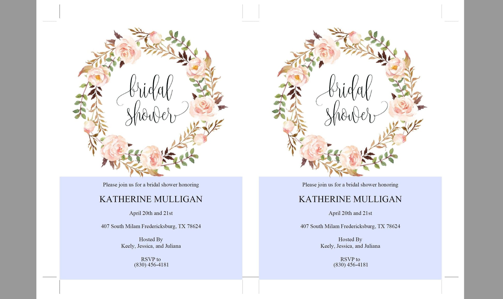 Floral Bridal Shower Invitation Instant Download Printable Editable Template DIY Bridal Shower Invite - Katherine - SAVVY PAPER CO