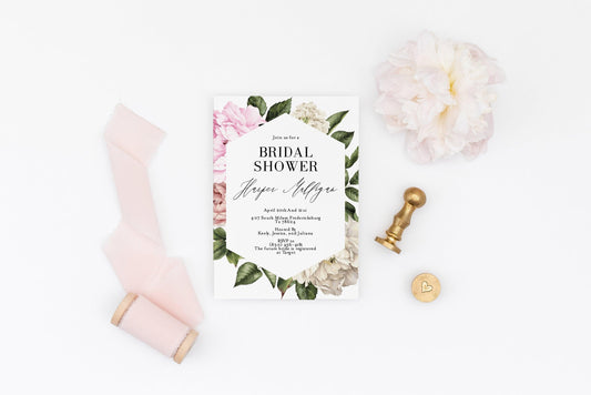 Floral Bridal Shower Invite Templett Invitation Template Printable Instant Download - Harper - SAVVY PAPER CO
