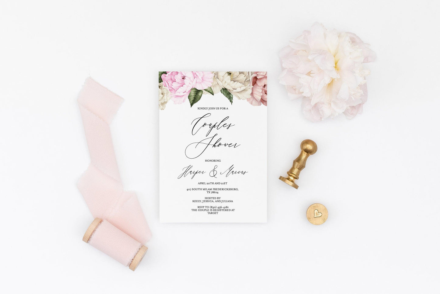 Floral Couples Shower Invite Template Templett Shower Printable Invitation Instant Download Bridal Shower Blush - Harper - SAVVY PAPER CO