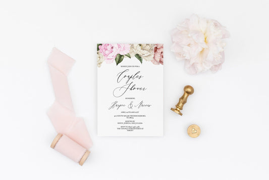 Floral Couples Shower Invite Template Templett Shower Printable Invitation Instant Download Bridal Shower Blush - Harper - SAVVY PAPER CO