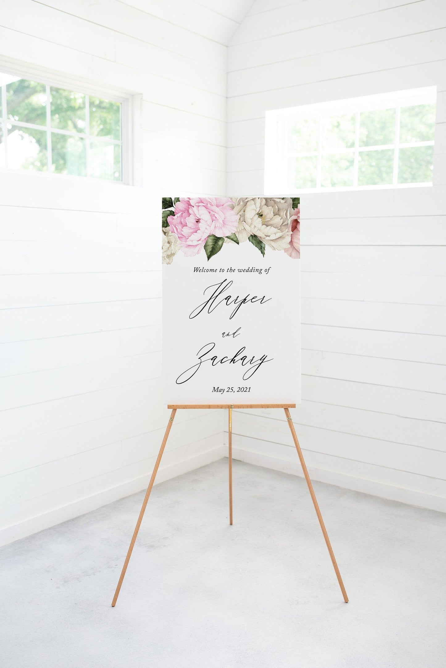 Floral Wedding Printable Welcome Sign Editable Template Instant Download - Harper - SAVVY PAPER CO