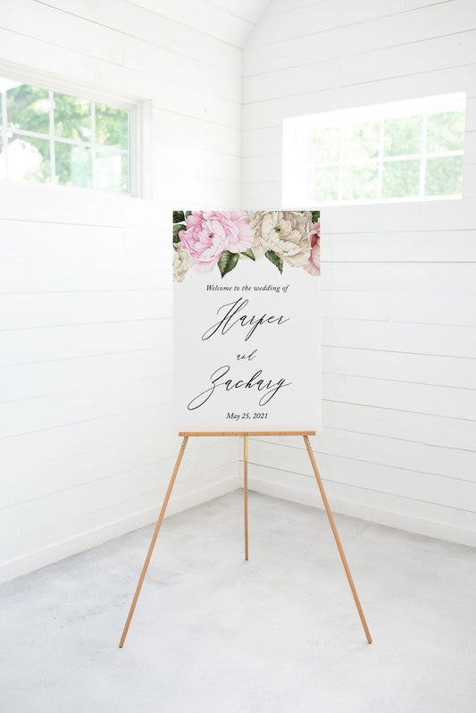 Floral Wedding Printable Welcome Sign Editable Template Instant Download - Harper - SAVVY PAPER CO