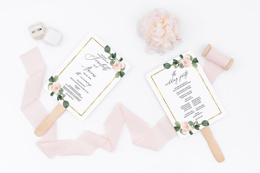 Floral Wedding Program Fan Template Printable Ceremony Programs Greenery Editable Template Instant download - Scarlett - SAVVY PAPER CO