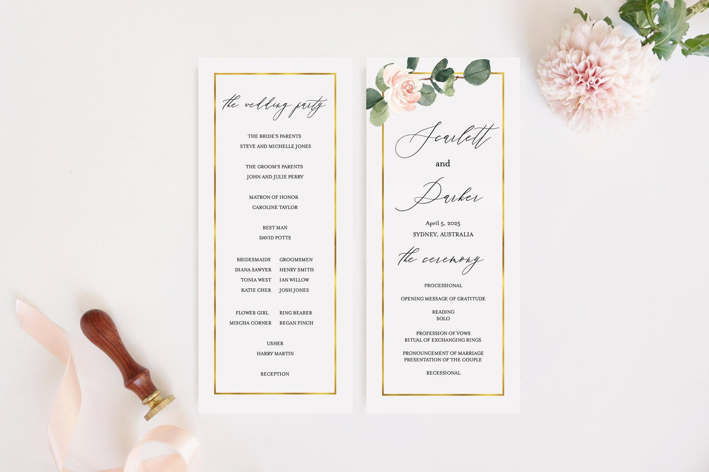 Floral Wedding Program Template Printable Ceremony Programs Editable Template Instant download Greenery - Scarlett - SAVVY PAPER CO