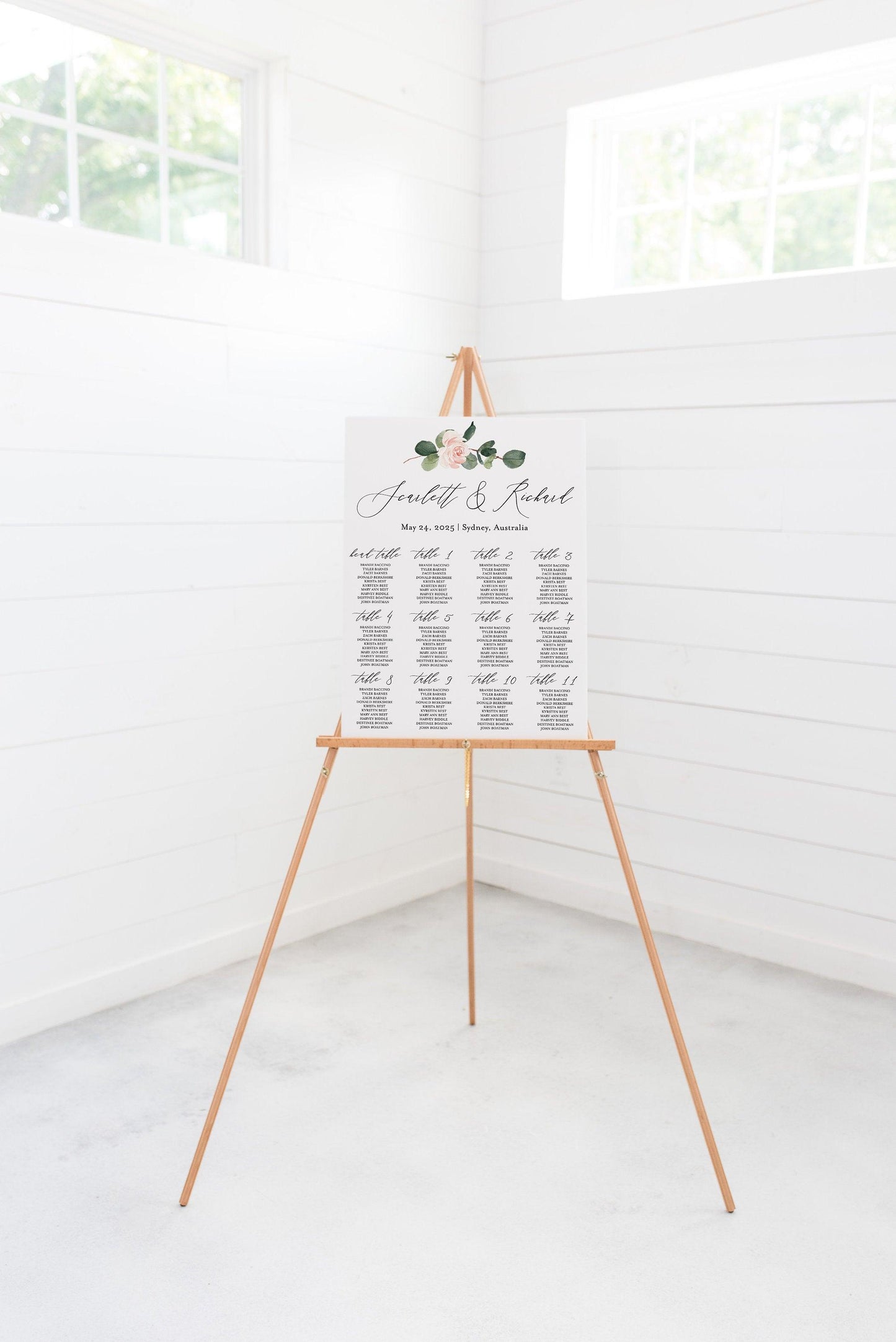 Floral Wedding Seating Chart Template Printable Seating Sign Editable Text INSTANT DOWNLOAD - Scarlett - SAVVY PAPER CO