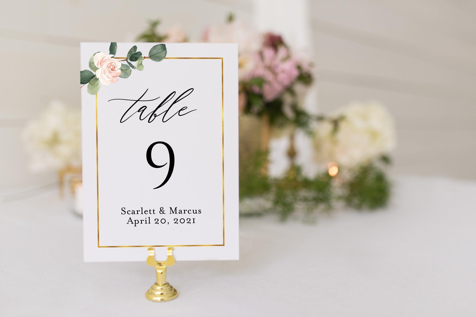 Floral Wedding Table Number Printable Numbers Printable Instant Download Templett Table Number Cards Greenery - Scarlett - SAVVY PAPER CO