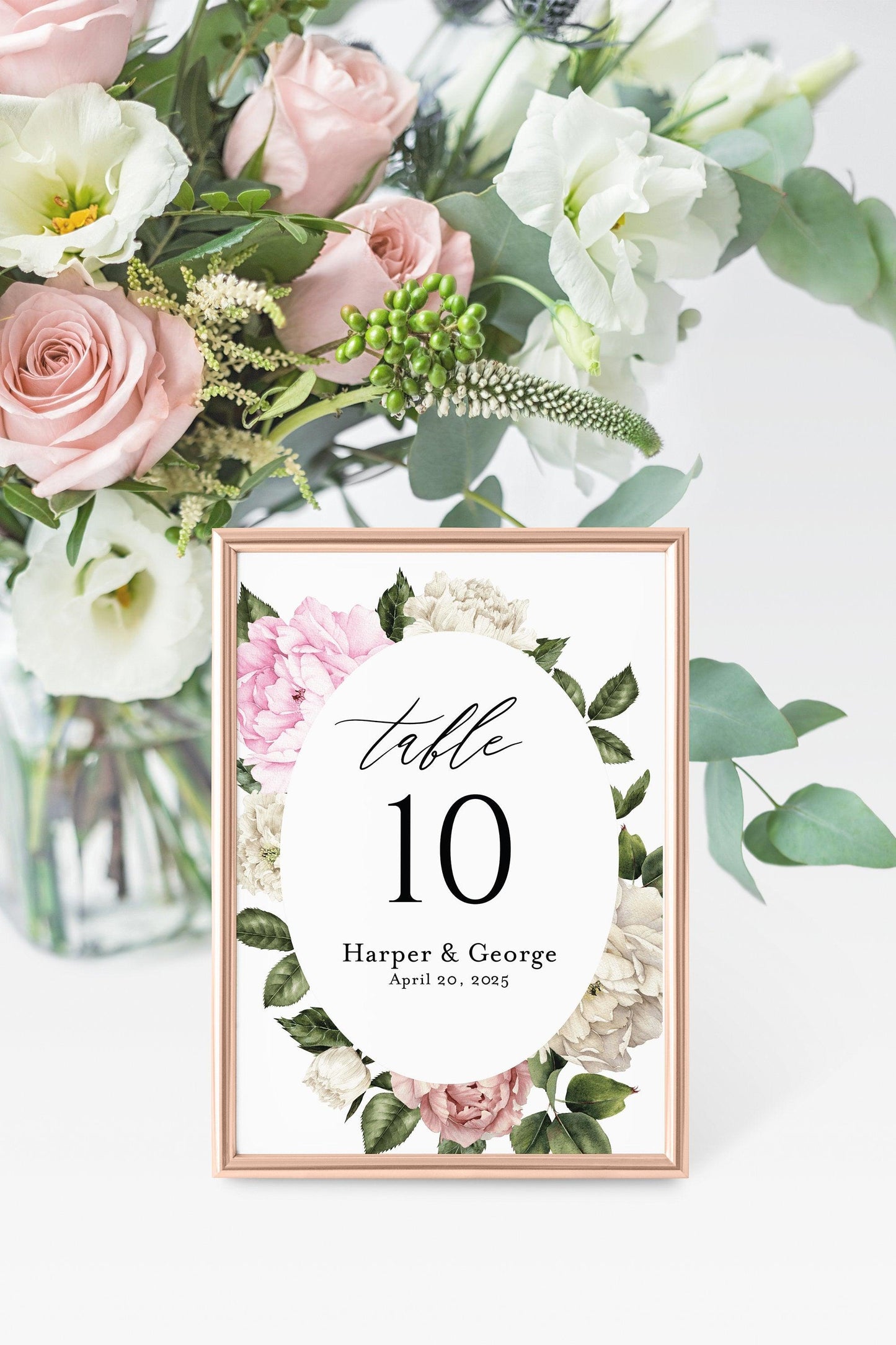 Floral Wedding Table Number Printable Numbers Printable Instant Download Templett Table Number Cards -Harper - SAVVY PAPER CO