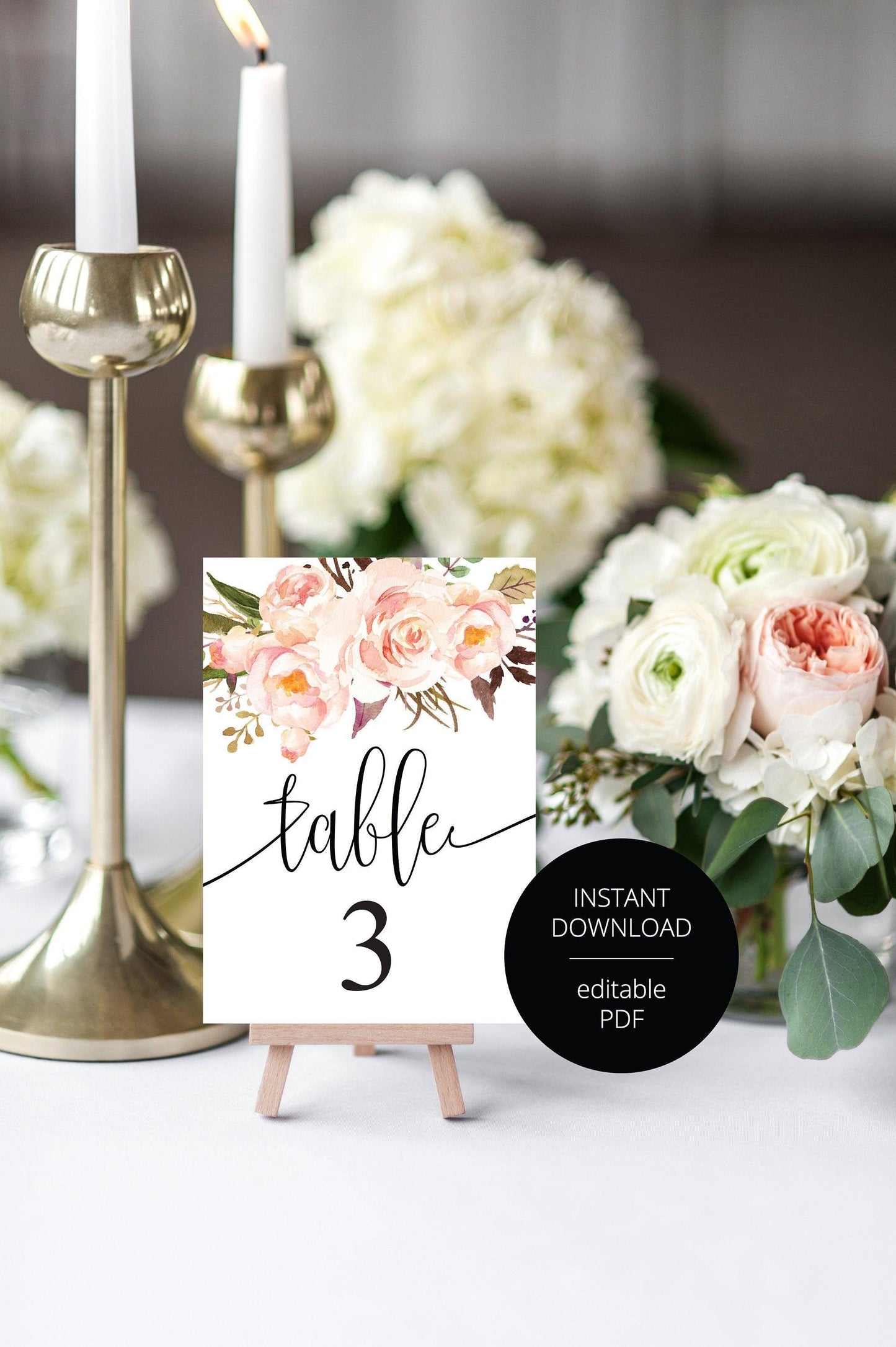 Floral Wedding Table Number, Wedding Table Printable, Numbers Printable, Instant Download, DIY Table Numbers, Table Number Cards -KATHERINE - SAVVY PAPER CO