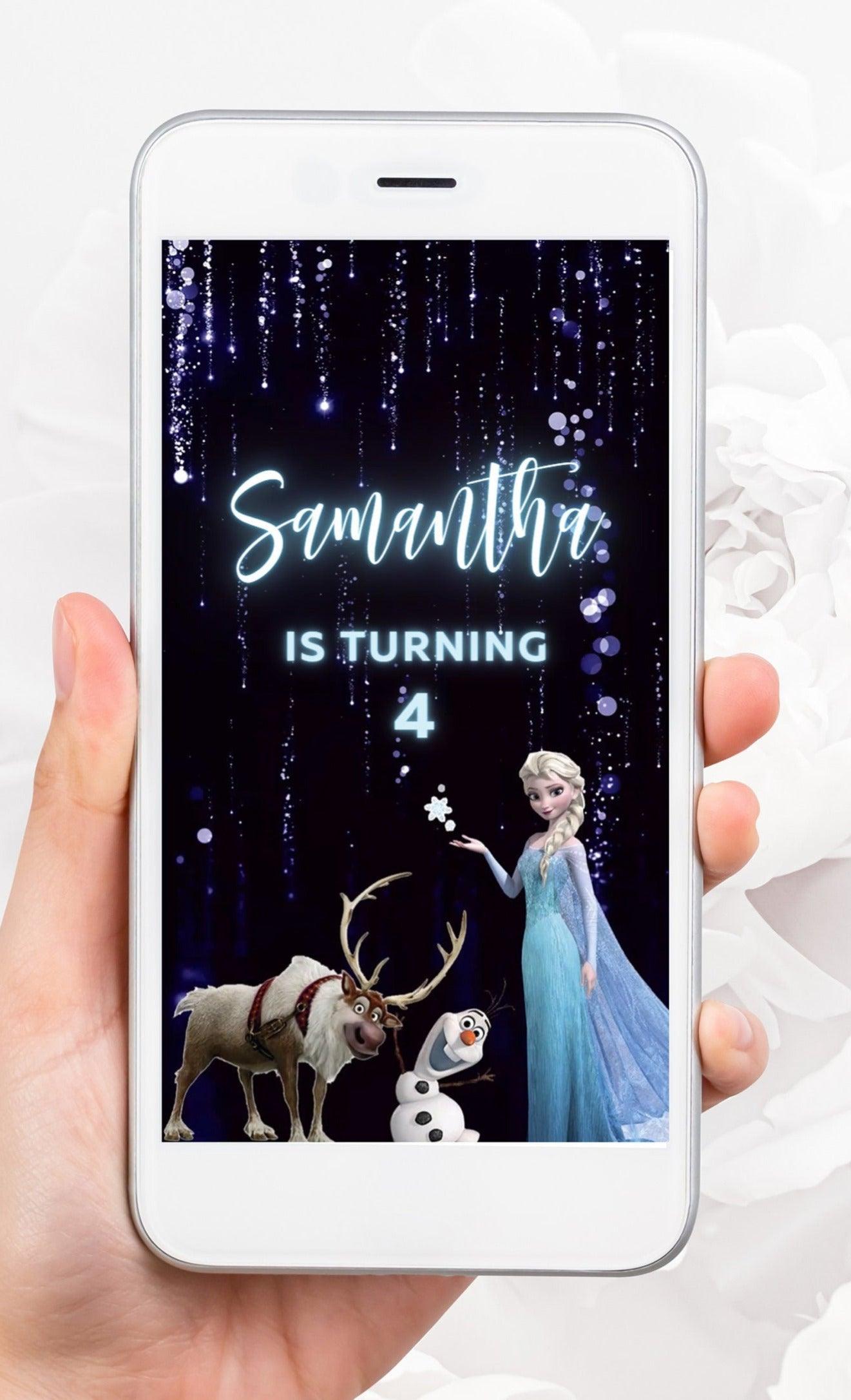 Frozen Birthday Whatsapp Invite, Frozen Invitation Template, Elsa Birthday Invitations, Winter Birthday Invitation ecard, Elsa Frozen Party - SAVVY PAPER CO