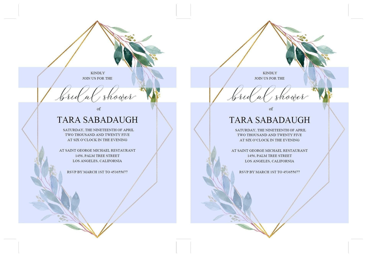Geometric Greenery Bridal Shower Invitation Instant Download Printable Editable Template DIY Bridal Shower Invite- TARA - SAVVY PAPER CO