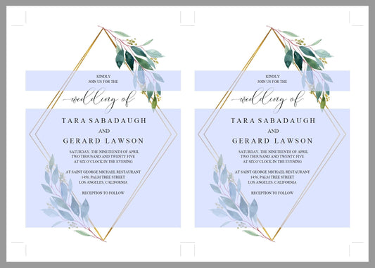 Geometric Greenery Wedding Invitation Editable Template, Printable DIY Instant Download Invites, Digital Download Invitations- TARA - SAVVY PAPER CO