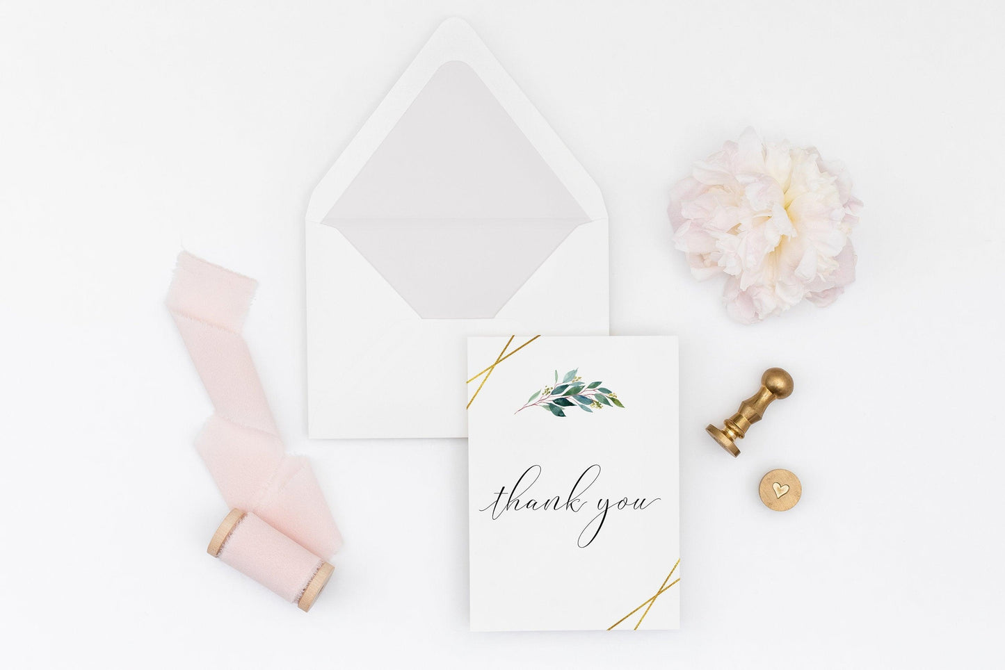 Geometric Wedding Thank You Card Instant Download Thank you Cards Printable Thank You Wedding Cards Greenery Gold - TARA - SAVVY PAPER CO